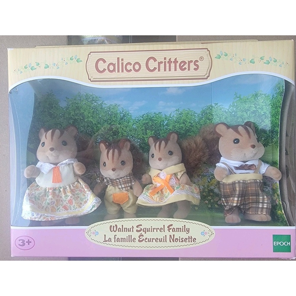 Calico Critters CC2299 Walnut Squirrel Family Collectible Dollhouse Figures NEW!